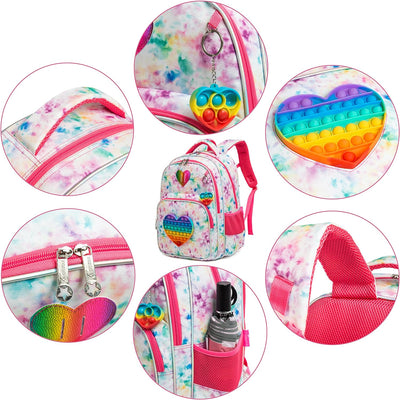 HTgroce Pop it Rucksack für Mädchen Pop Fidget Einhorn Tasche mit Lunchpaket Vorschule Kindergarten,