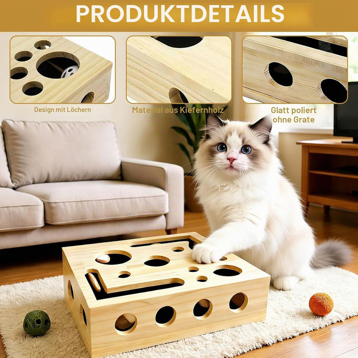 Beschäftigungsbox Krallenfeile Katzen - 30X25X8CM Katzen Kratzbrett, Enrichment für Katzen, Kratzspi