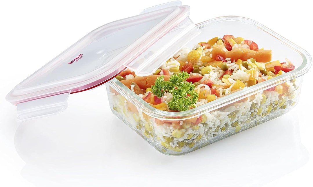Westmark Glas-Frischhaltedosen-Set, 3tlg., Eckig, Füllvolumen: je 1x 370 ml, 1040 ml und 1520 ml, Gl