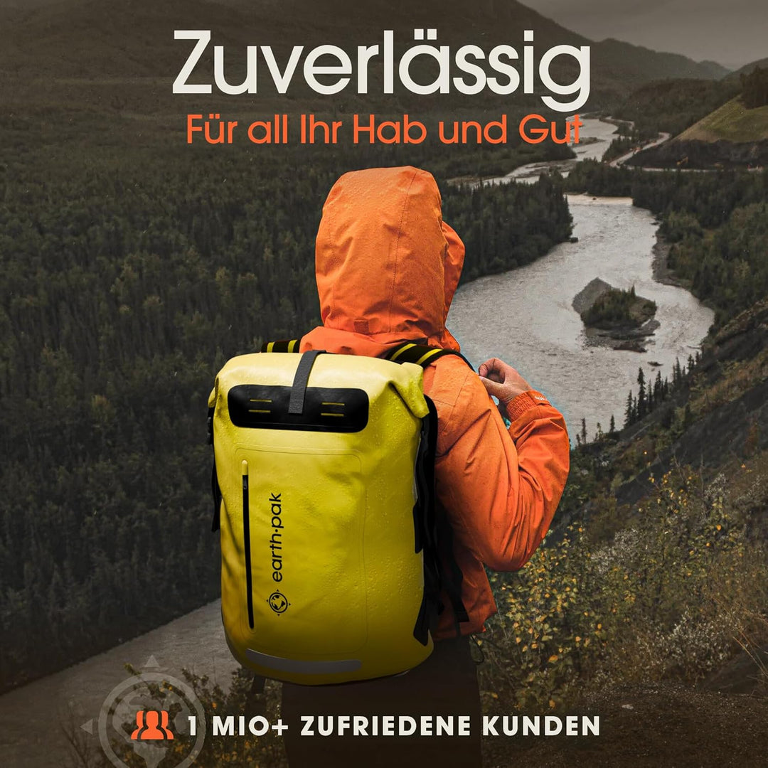Earth Pak wasserdichter Rucksack – 35L / 55L Waterproof Backpack mit leistungsstarkem Rolltop Rollve