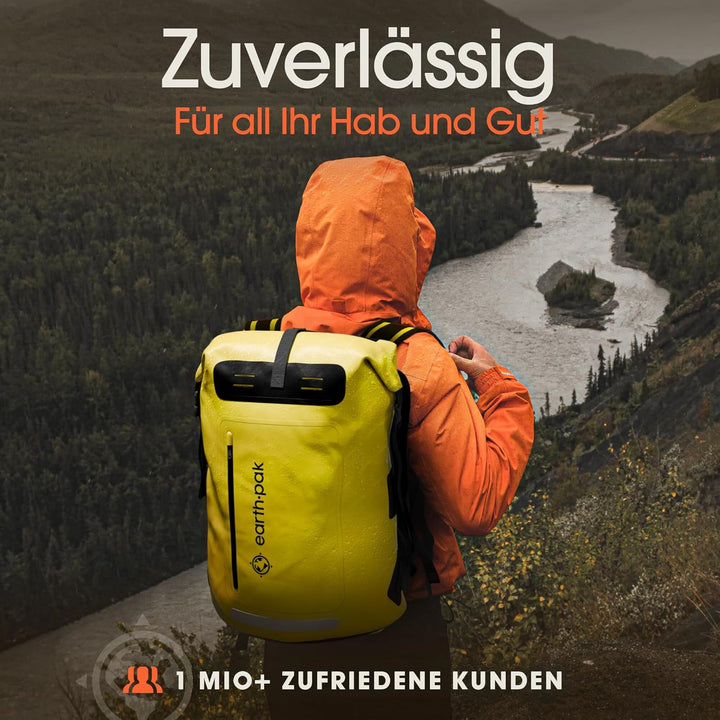 Earth Pak wasserdichter Rucksack – 35L / 55L Waterproof Backpack mit leistungsstarkem Rolltop Rollve