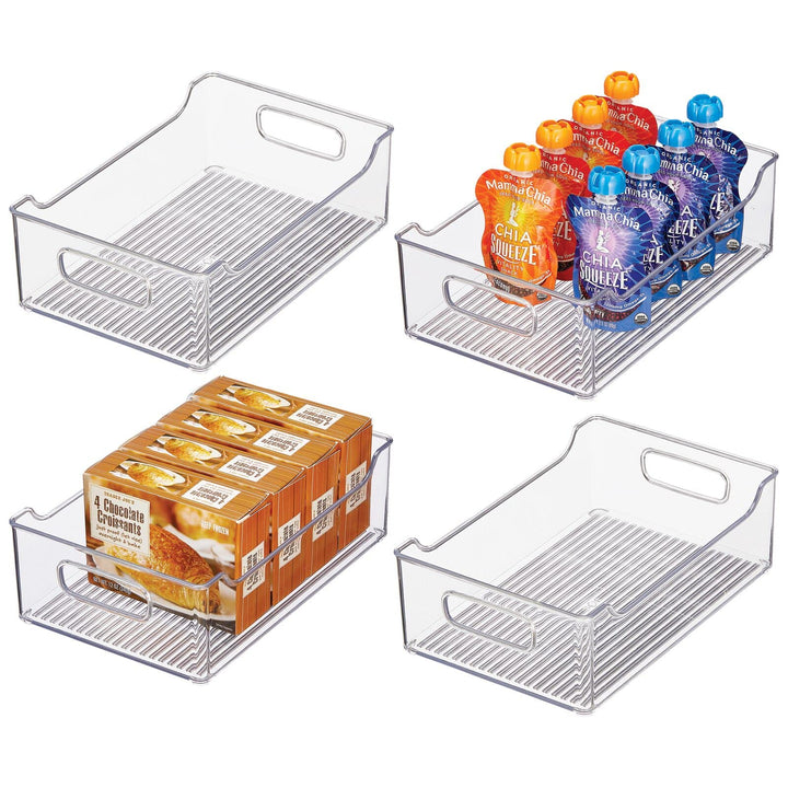 mDesign Aufbewahrungsbox für abgepackte Lebensmittel – Küchen Ablage mit offener Vorderseite und Gri