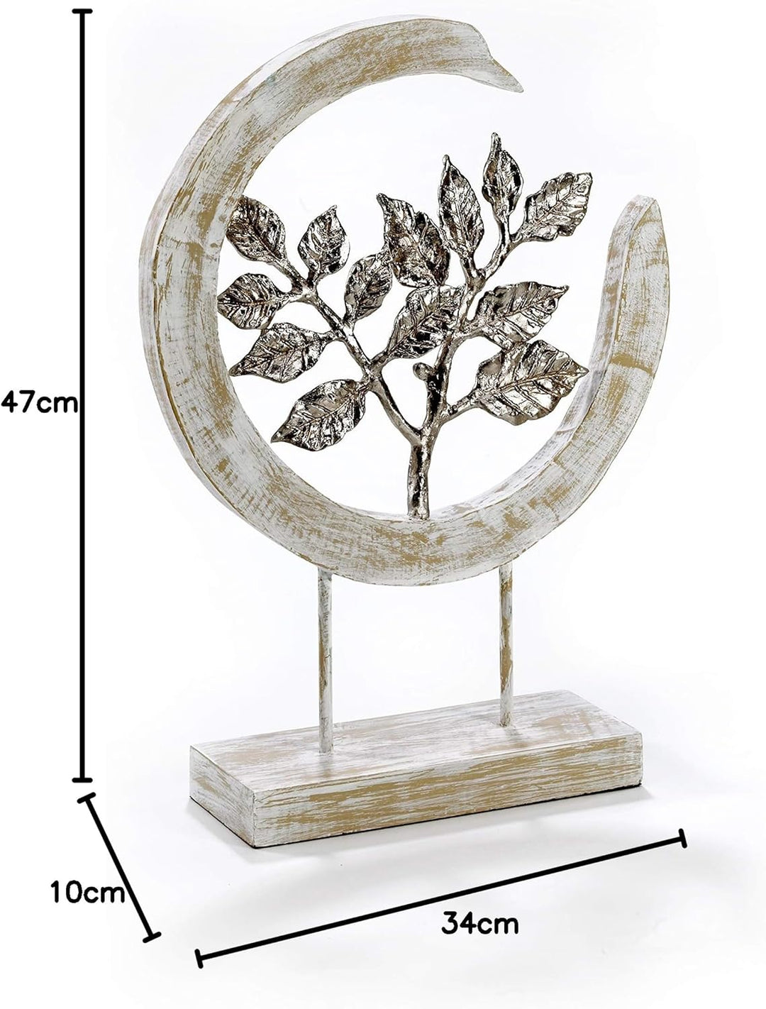 Moritz Skulptur Silver Leafs - Moderne Dekoration aus Mango-Holz und silbernen Aluminium Blättern -