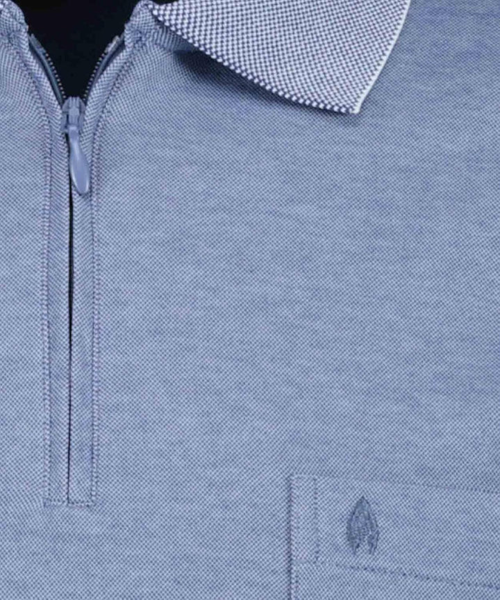 RAGMAN Herren Softknit-Poloshirt Langarm mit Zip S Taube-073, S Taube-073