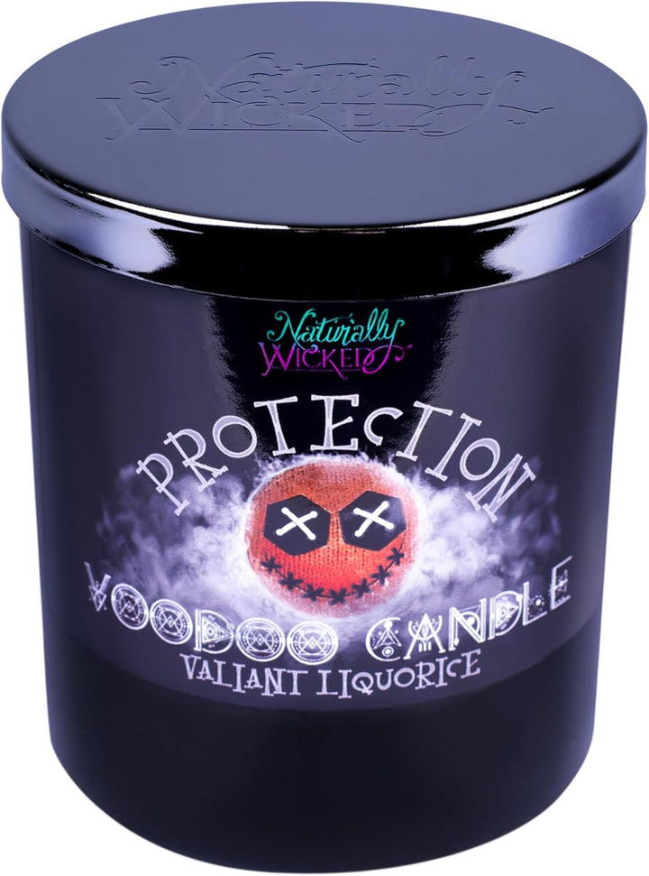 Naturally Wicked Voodoo Schutz Kerze | Inc Voodoo Puppe & Kristallstab | Vegane Kristallzauberkerze