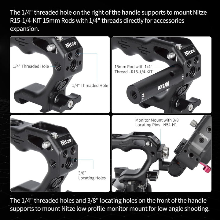 Nitze NATO TOP Handle,Mini Handle Grip mit NATO Clamp,Kamera Griff für Camera Cage, Universal Video
