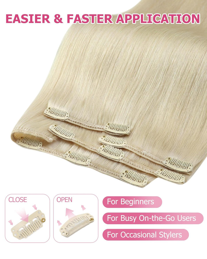 YoungSee Clip in Extensions Echthaar Platinblond Echthaar Extensions Clip Blond Kurz Haarverlangerun