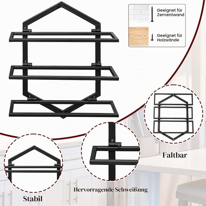 Giyiprpi 2PCS Metall Wandmontierter Weinhalter Rack, Weinglashalter Hängend Stehen Organizer für 3 F