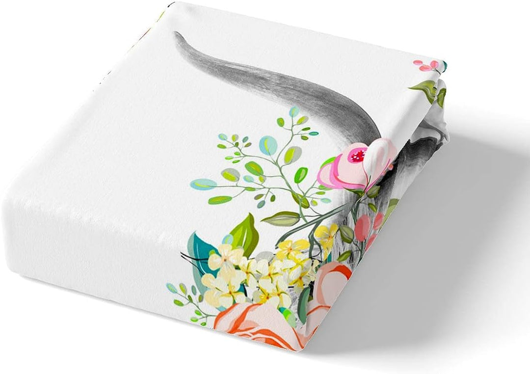 Homemissing Highland Kuh Bettwäsche Set für Mädchen Jungen Kinder Bull Rinder Blumen Bettwäsche 135x