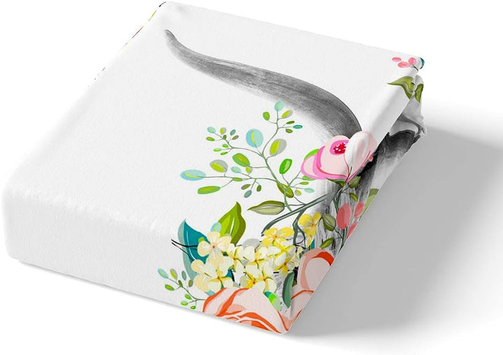 Homemissing Highland Kuh Bettwäsche Set für Mädchen Jungen Kinder Bull Rinder Blumen Bettwäsche 135x