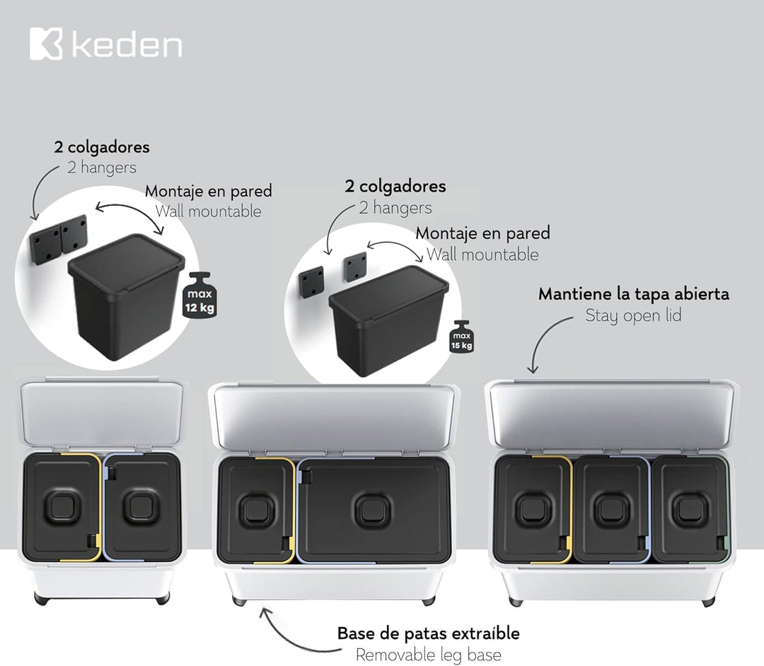 Recycling-Sortiersystem 2x10L Farbe grau KEDEN