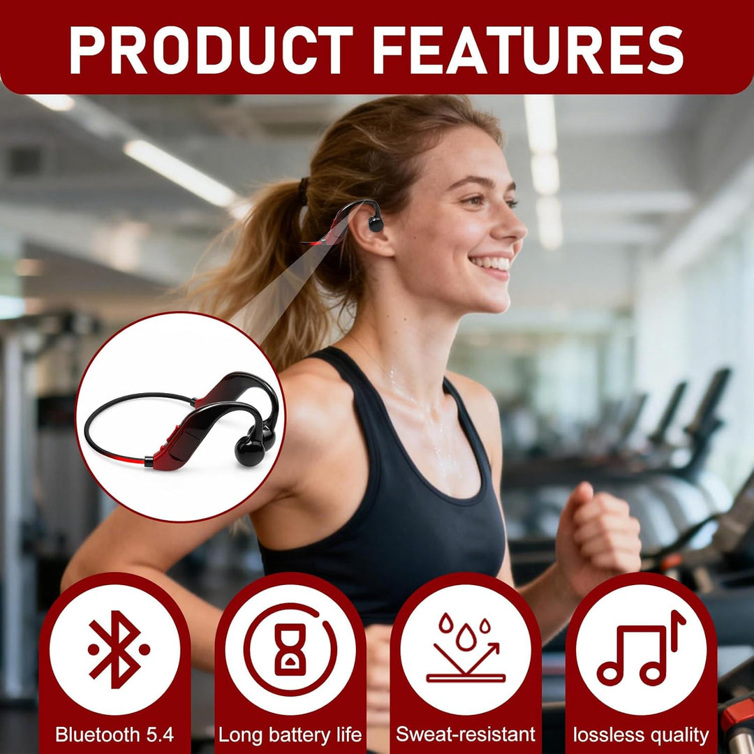 Bone Conduction Kopfhörer Knochenschall Bluetooth5.4 Open-Ear, kabellose Sport Kopfhörer mit IPX5 wa