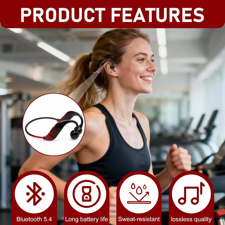 Bone Conduction Kopfhörer Knochenschall Bluetooth5.4 Open-Ear, kabellose Sport Kopfhörer mit IPX5 wa