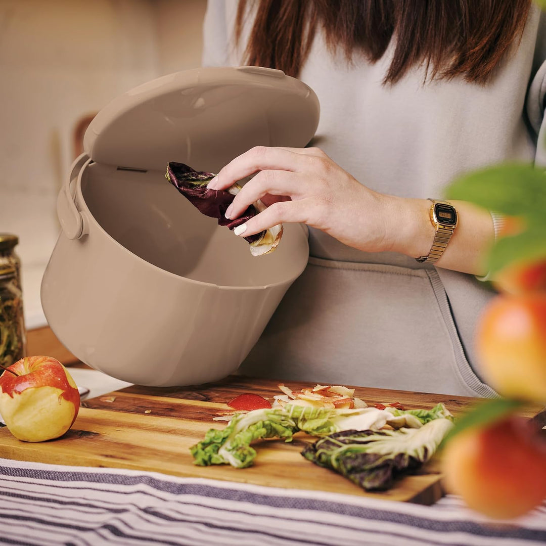 Lemodo Organko Daily Cappuccino, Biomülleimer Küche 3,3 l – formschöner Komposteimer aus recyceltem