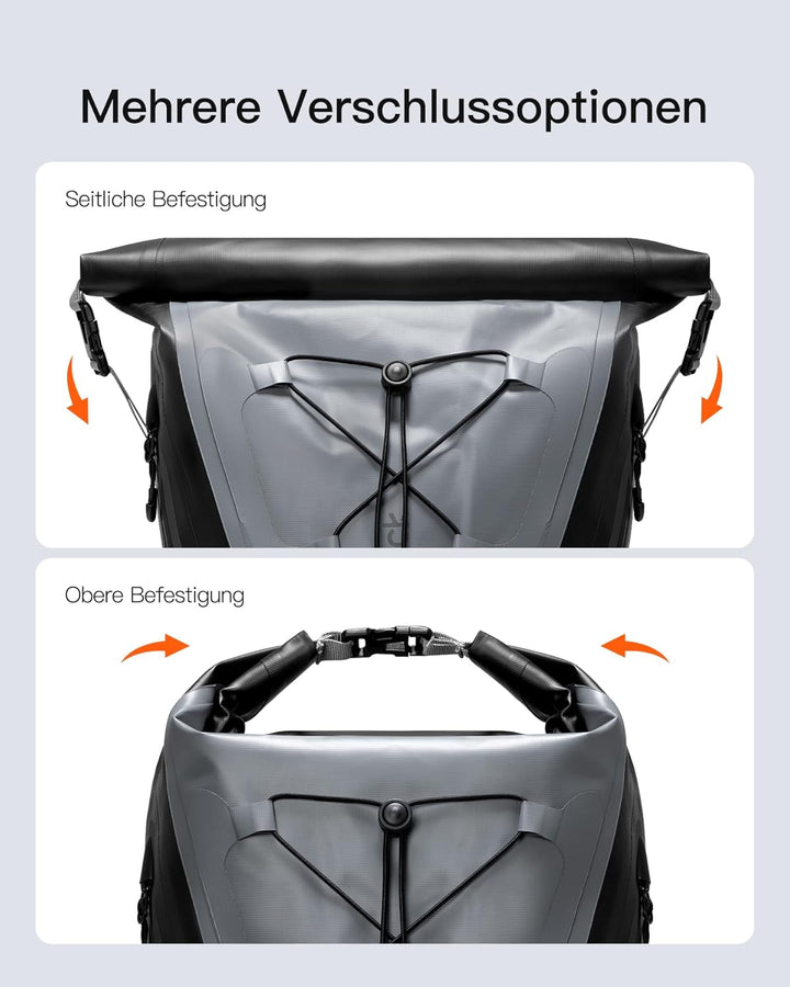 Inateck Fahrradrucksack 25-30L, Wasserdichter Rolltop Rucksack Herren, Multifunktionaler Wanderrucks