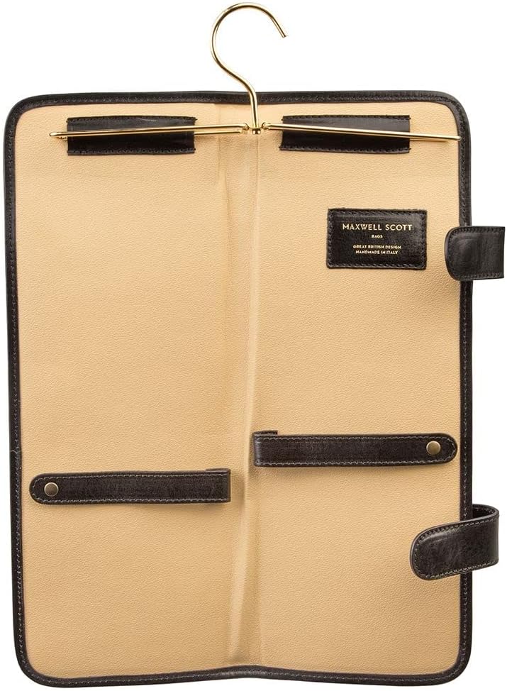 Maxwell Scott Handgefertigtes Herren Leder Krawattenetui Tivoli in Schwarz, Schwarz