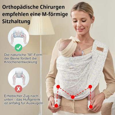 vrbabies Babytrage, Tragetuch Baby-Fronttrage von Neugeborenen bis Kleinkindern, New Upgrade verstel