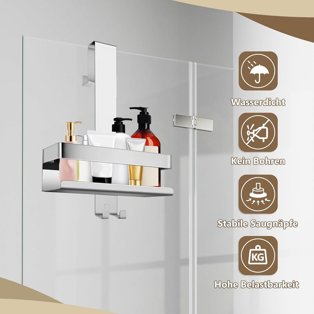 Duschablage zum Hängen, Einlagig Duschregal Edelstahl Ohne Bohren, Duschkorb für Badezimmer, Shampoo