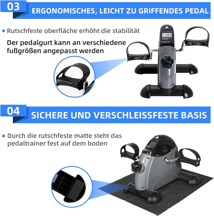 EVOLAND Heimtrainer Mini Fitnessbike Rehabilitations Pedaltrainer Arm und Beintrainer mit LCD Displa