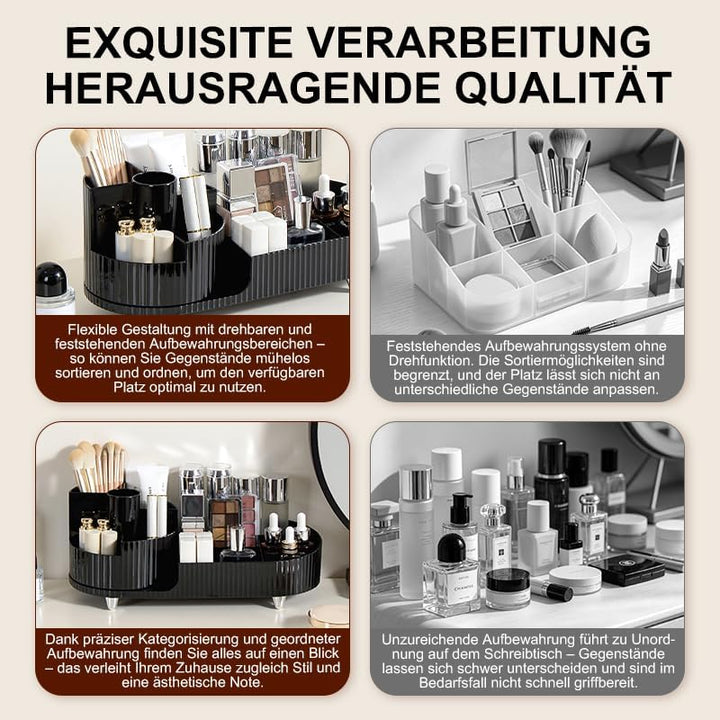 Make up Organizer 360° Drehbar, Grosser Bad Kosmetik Organizer mit Aufbewahrungsbox für Schminktisch