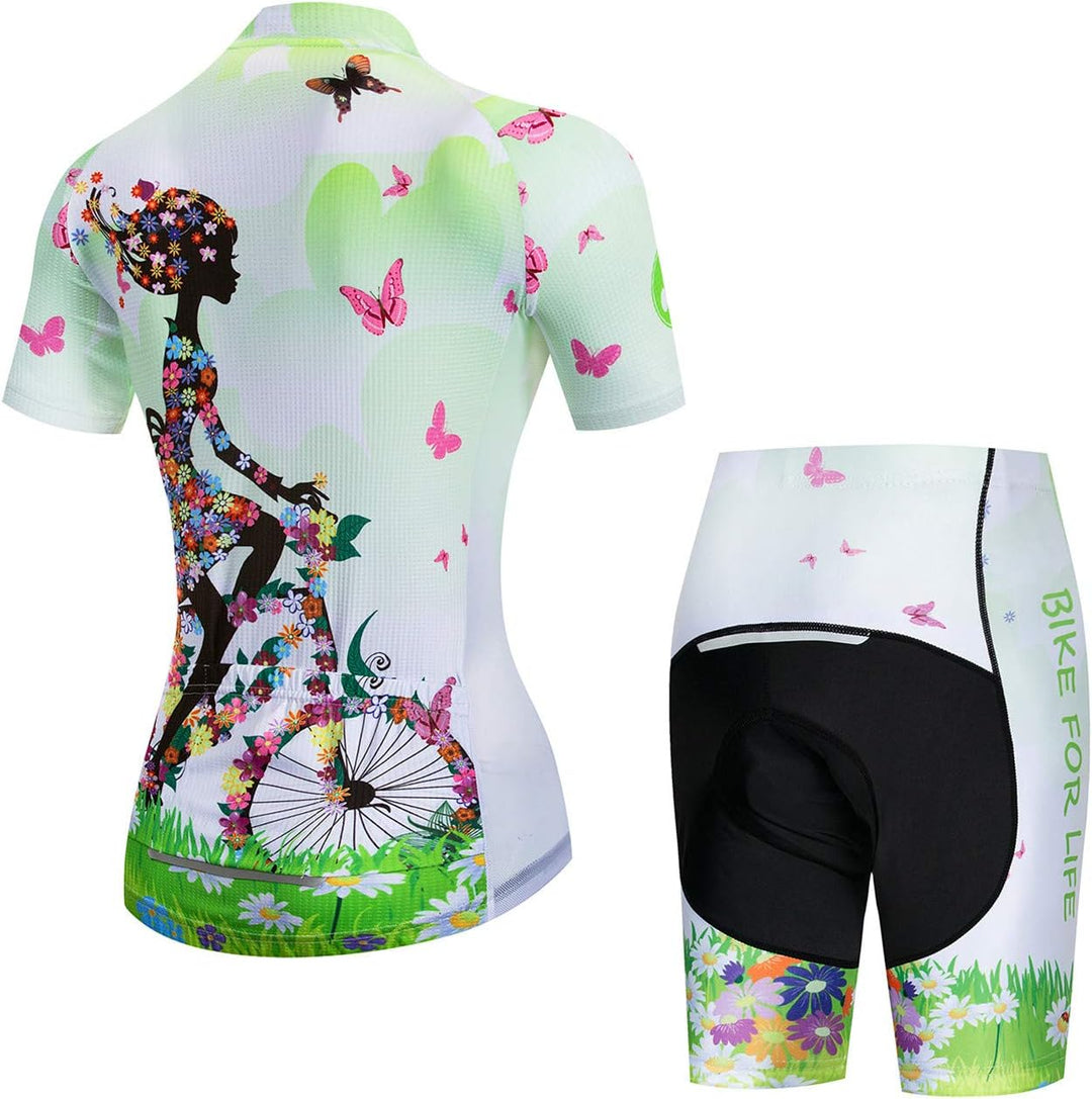 Hotlion Women's Cycling Jersey Set 3D Gel Padded Bike Clothes Breathable Bicycle Clothing Suit 15cf2