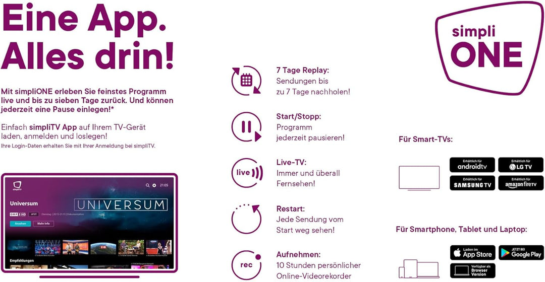 STRONG SRT-4250 Android Streaming Box simpliONE Box Antenne DVBT-Receiver (4K UHD, Aufnahme/Restart/