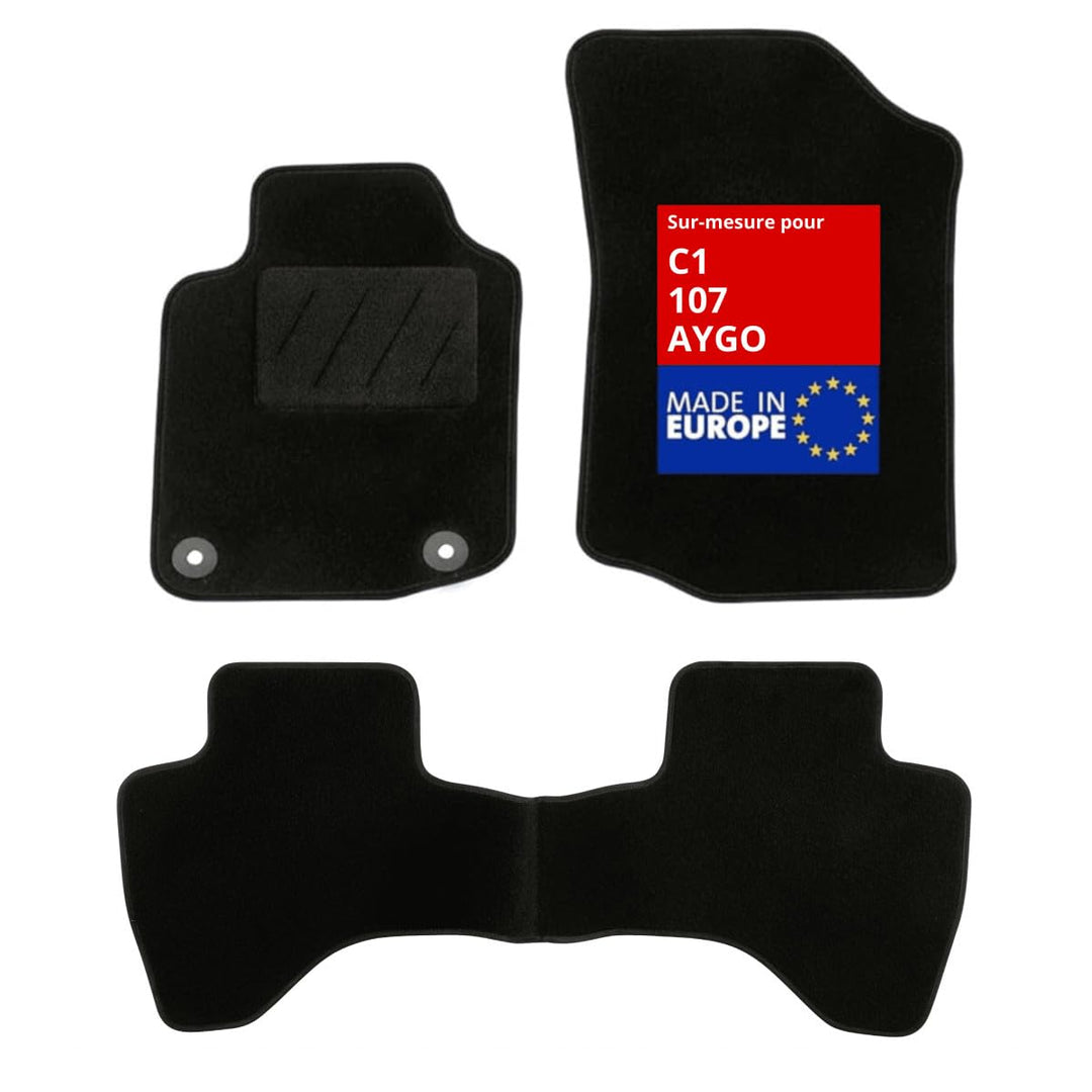DBS Autofussmatte - nach Mass - 3-teilig - Anti Rutsch - schwarzer Nadelfilz 900g/m² - Velours Ferti