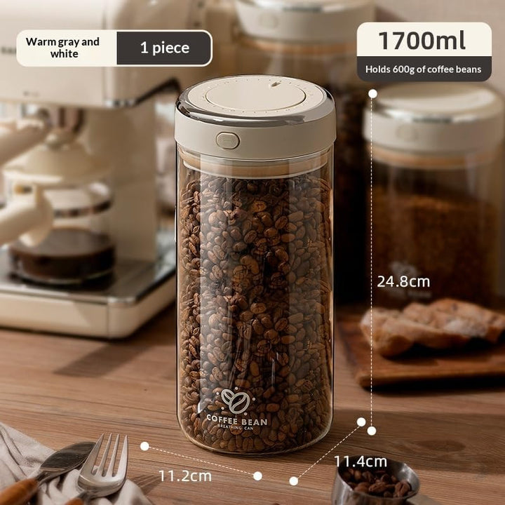 Kaffeebohnen Aufbewahrung 1700ml Vakuum Kaffeedose – Luftdichter Glasbehälter mit Datumsanzeiger für