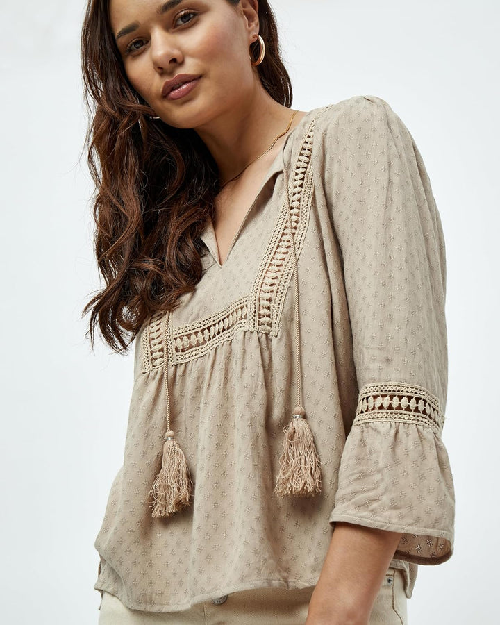 Desires Damen Bluse mit 3/4-Ärmeln S 0021 Cobblestone, S 0021 Cobblestone