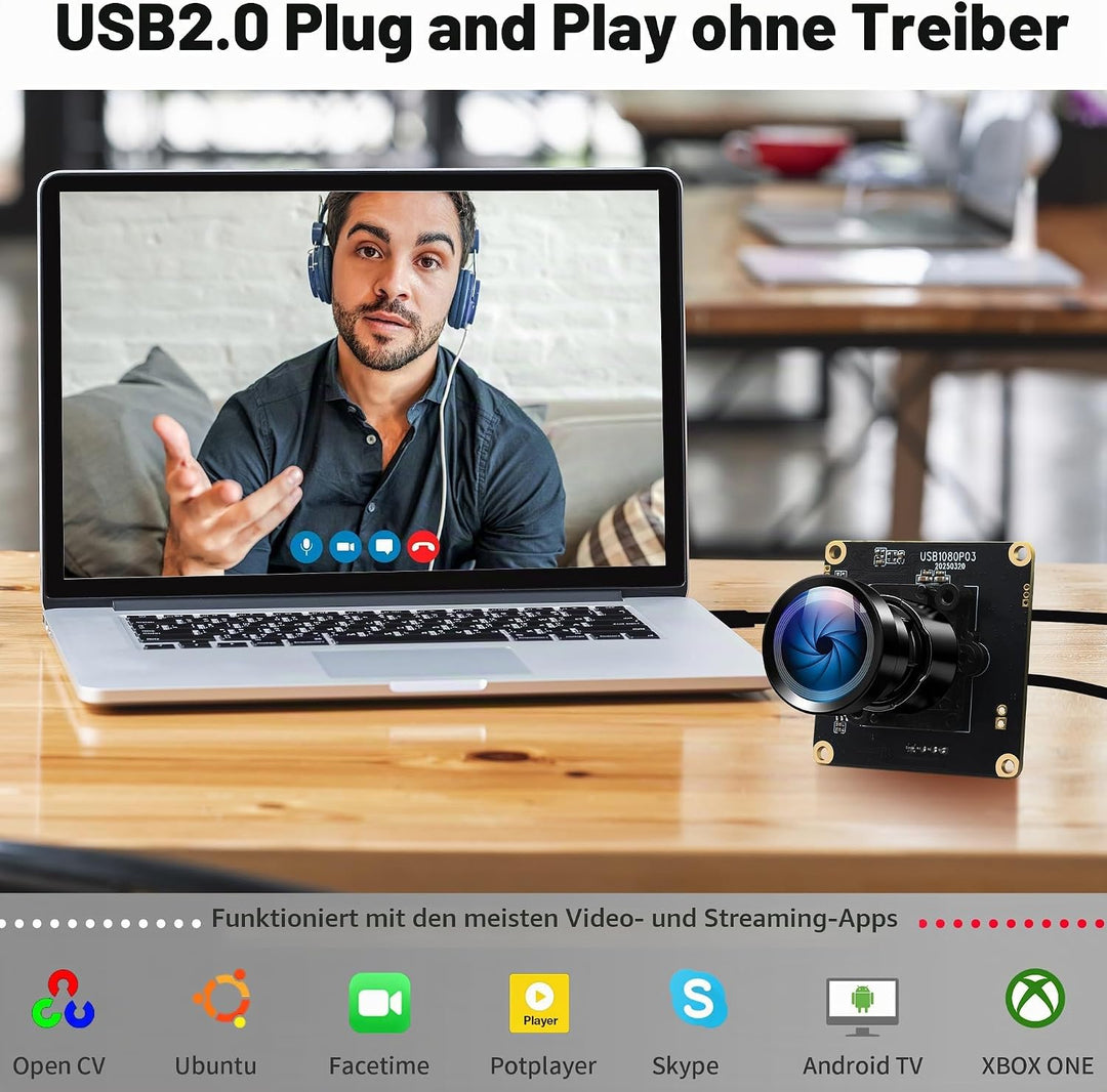 ELP Starvis USB-Kameramodul 0,0001 Lux Ultra Low Light H.264 HDR 1080P Sicherheits-Webcam-Modul mit