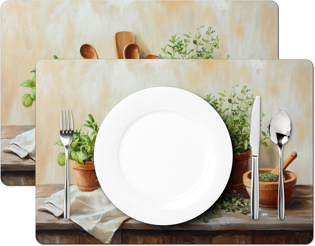 KitchenYeah© Platzsets Abwaschbar 6-Teilig 45x30 cm Tischsets Platzdeckchen rutschfeste Platzset Unt