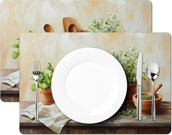 KitchenYeah© Platzsets Abwaschbar 6-Teilig 45x30 cm Tischsets Platzdeckchen rutschfeste Platzset Unt