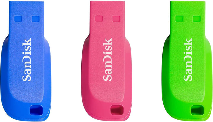 SanDisk 16GB Cruzer Blade USB Flash Drive 3-pack , Blue/Pink/Green Blau/Pink/Grün 16GB Triple Pack,