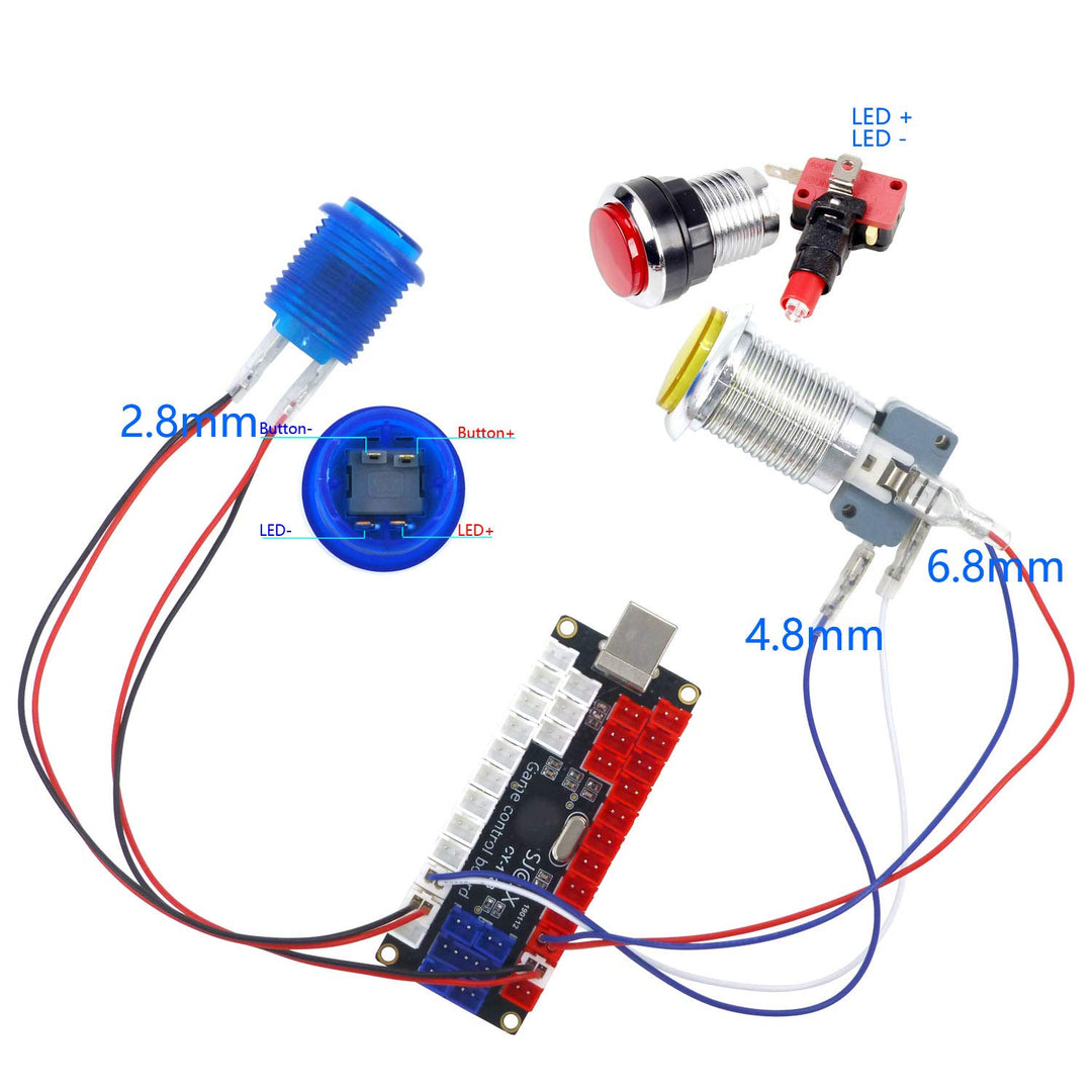 Arcade DIY Kit LED USB Encoder Board Zero Delay Arcade Controller Joystick Button Fight Stick Raspbe