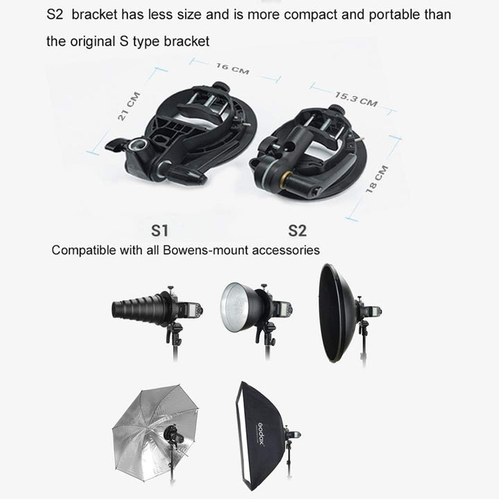 Godox S2 Speedlite S-Type Halterung Bowens Mount Blitzhalter für Godox V1 AD200Pro AD400Pro AD200 AD