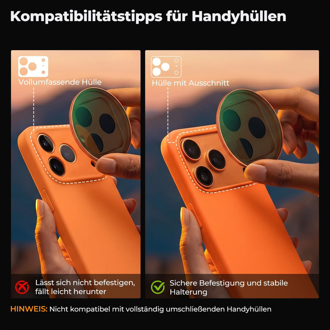 K&amp;F CONCEPT Snap-On ND2-32 Filter kompatibel mit iPhone 17 Pro/Pro Max | Orange, 11,2g extrem Leicht