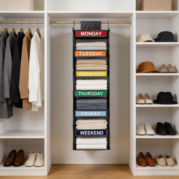 Kleiderorganizer 6 Fächer Hängend – Hängeregal aus Stoff für Schrank, Schublade oder Tür – Organisie