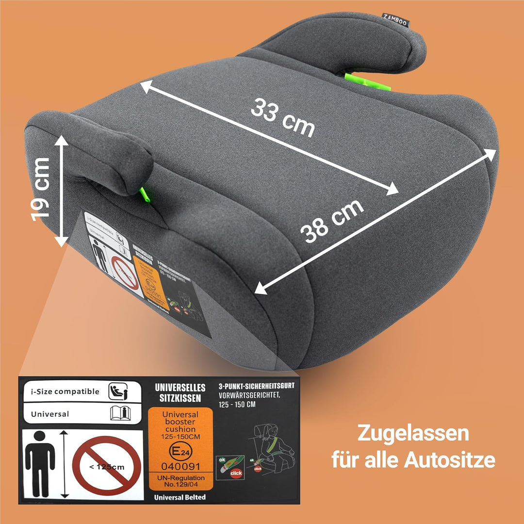 Auto Sitzerhöhung i-Size 125–150 cm | Befestigung mit 3-Punkt-Gurt, ECE R129/04 geprüft | stabile ge