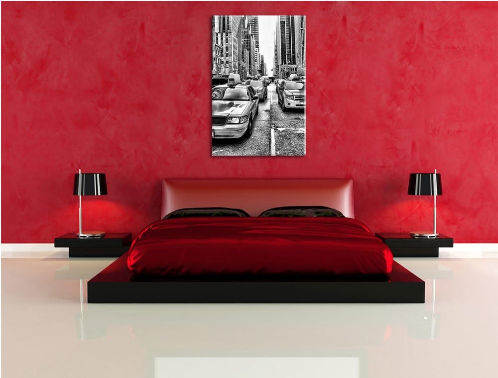 Pixxprint Cityverkehr New York / 100x70cm Leinwandbild bespannt auf Holzrahmen/Wandbild Kunstdruck D