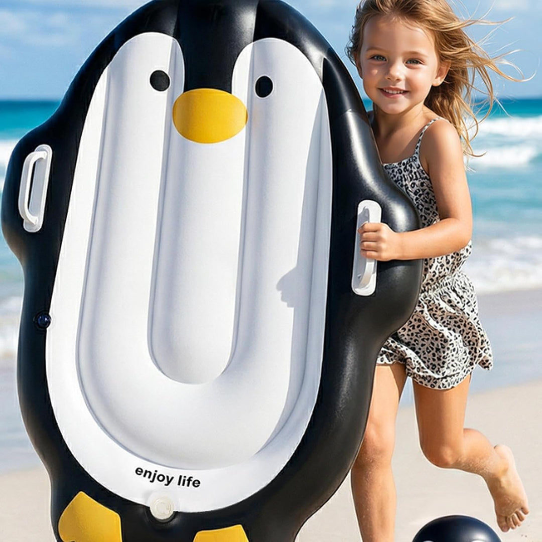 Surfbrett für Kinder, mit Griff und Cartoon-Pinguin, tragbar, aufblasbar, für und Mädchen, , Schwimm