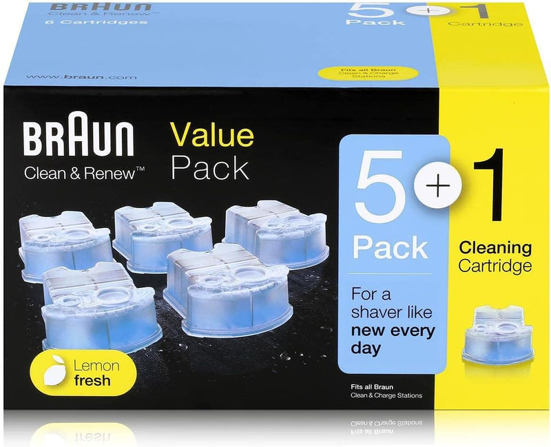 Braun Clean&Renew Reinigungskartusche (5er-Pack) inkl. 1 Reinigungskartusche gratis (limitierte X-Ma