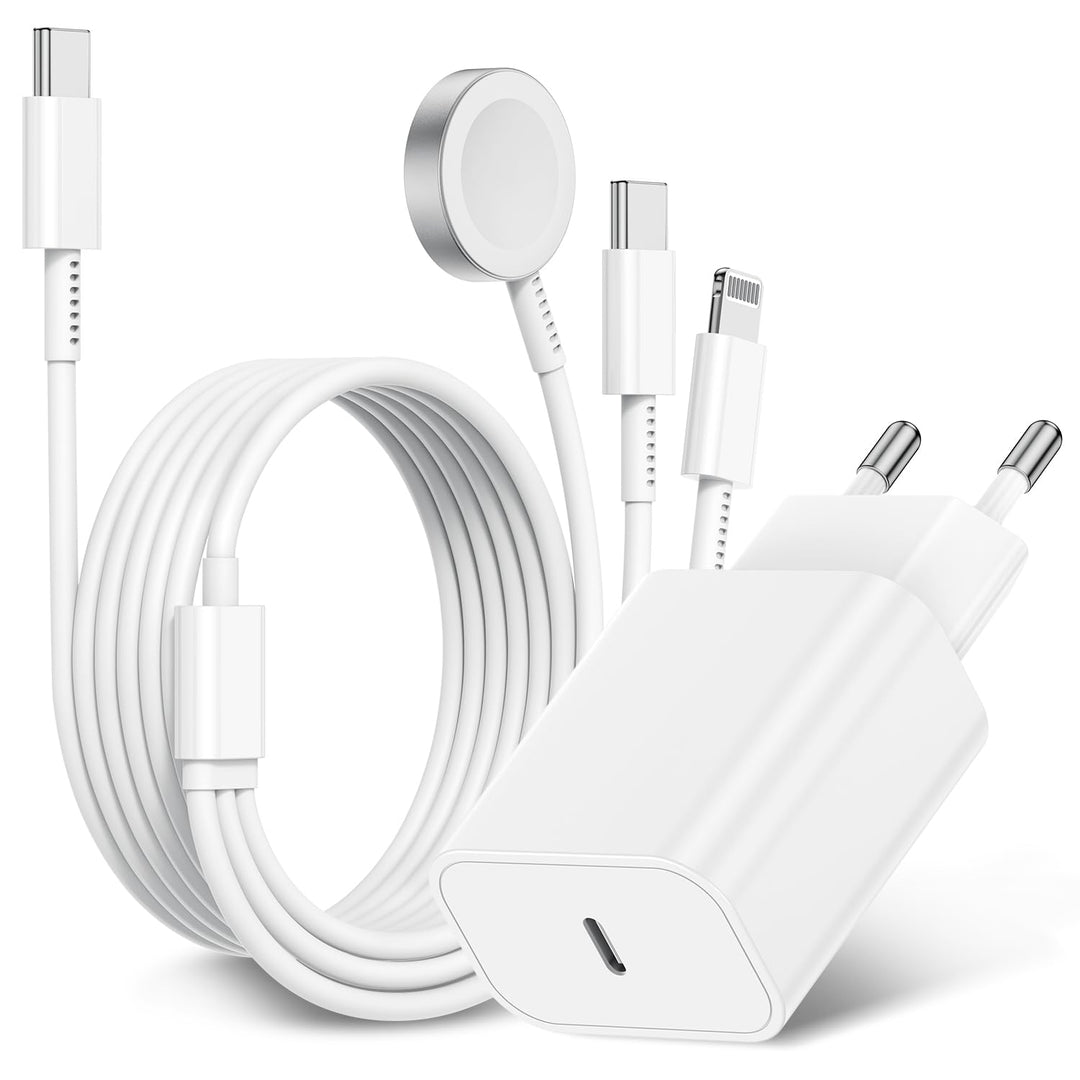 3-in-1 Ladekabel für Apple Watch und iPhone, 2M USB C iWatch Ladegerät mit Kabel, 20w Schnellladeger