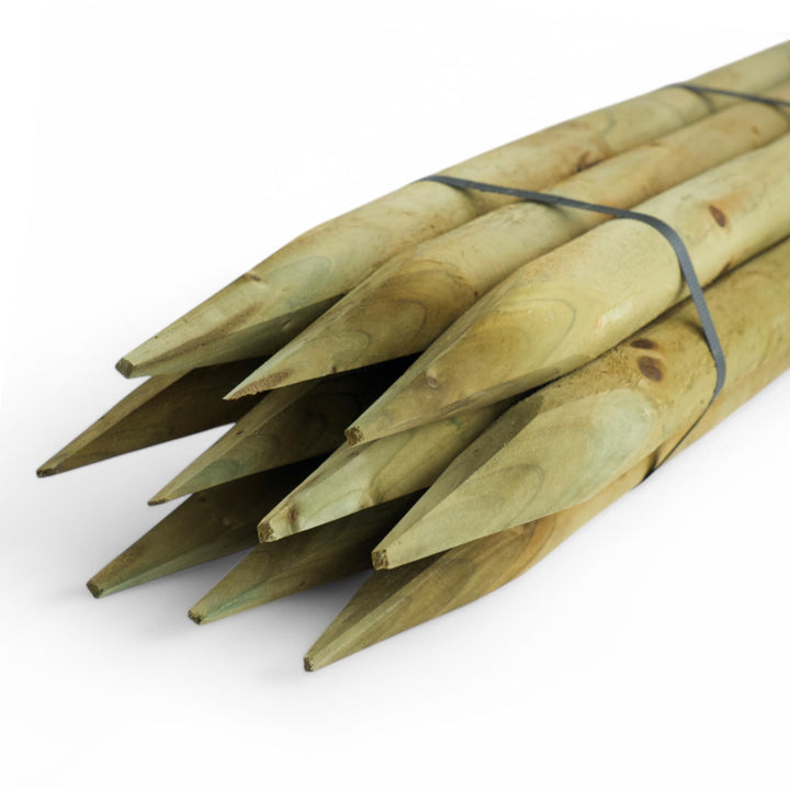 10 Stück 4,6 cm Verschiedene Längen - Hochwertige imprägnierte Zaunpfähle aus Holz | Angespitzte Bau