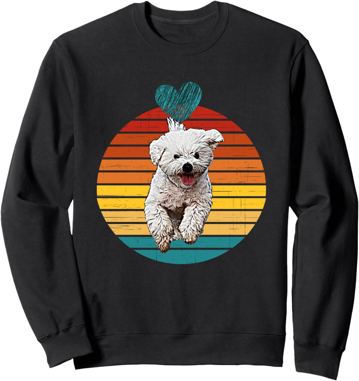 Shirt mit Malteser Hund Herz Vintage Sunset Hundemotiv Sweatshirt