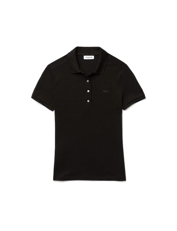 Lacoste Damen Polo-Shirt Kurzarm PF5462, Frauen Polo-Hemd,4 Knopf,Slim Fit 34 Noir, 34 Noir