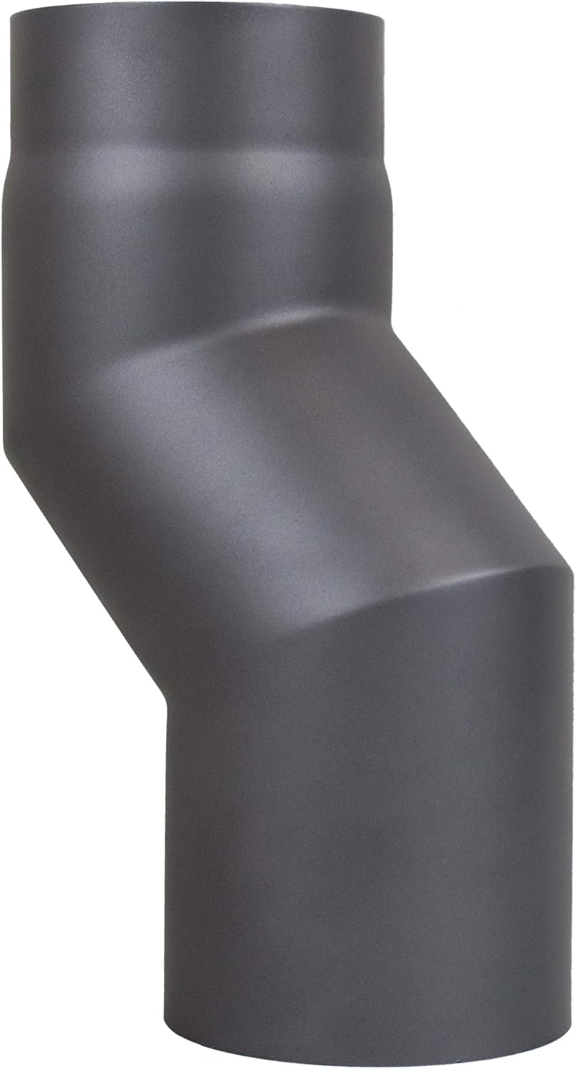 LANZZAS Ofenrohr Versatzbogen 80 mm, im Durchmesser, DN Ø 150 mm, Farbe: gussgrau - weitere Rohre au