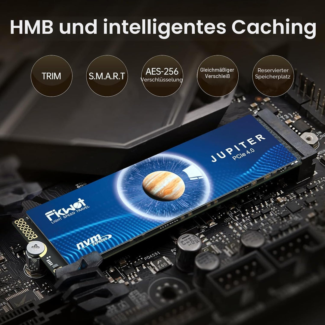 Fikwot M.2 SSD, 2TB NVMe SSD M.2, PCIe Gen4, Bis zu 7300MB/s Lesen, Interne SSD für PS5 Gaming und L