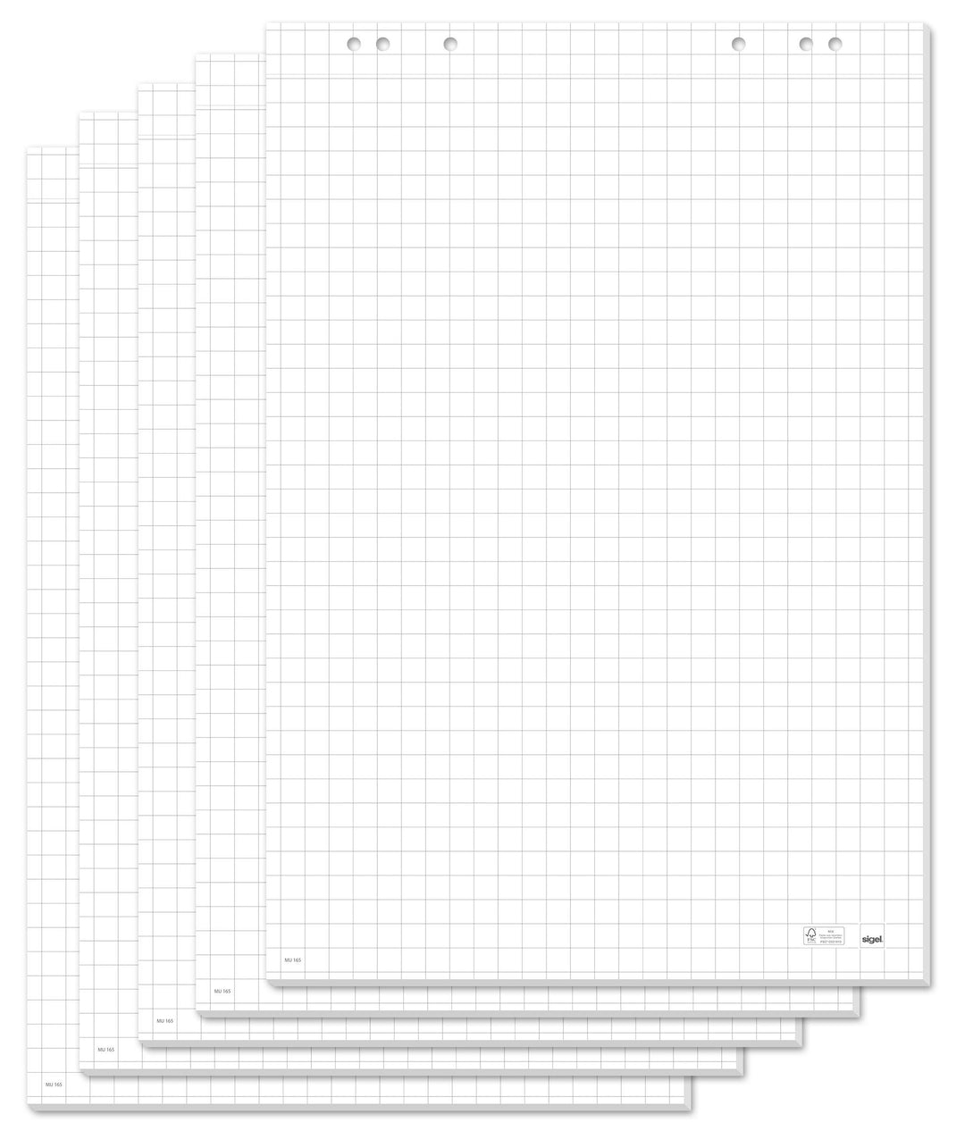 SIGEL MU165 Flipchartblock für Meet up und Artverum Boards, kariert, mit Perforation, 68x98 cm, 5 Bl