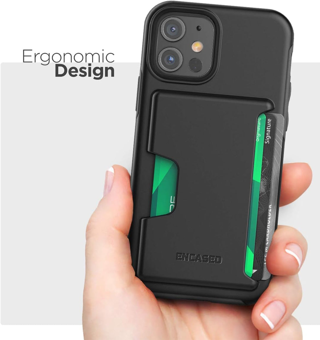 Encased Wallet Hülle für iPhone 12 Pro Max mit Kartenfach – Schutzhülle Handyhülle Stossfest Case (S