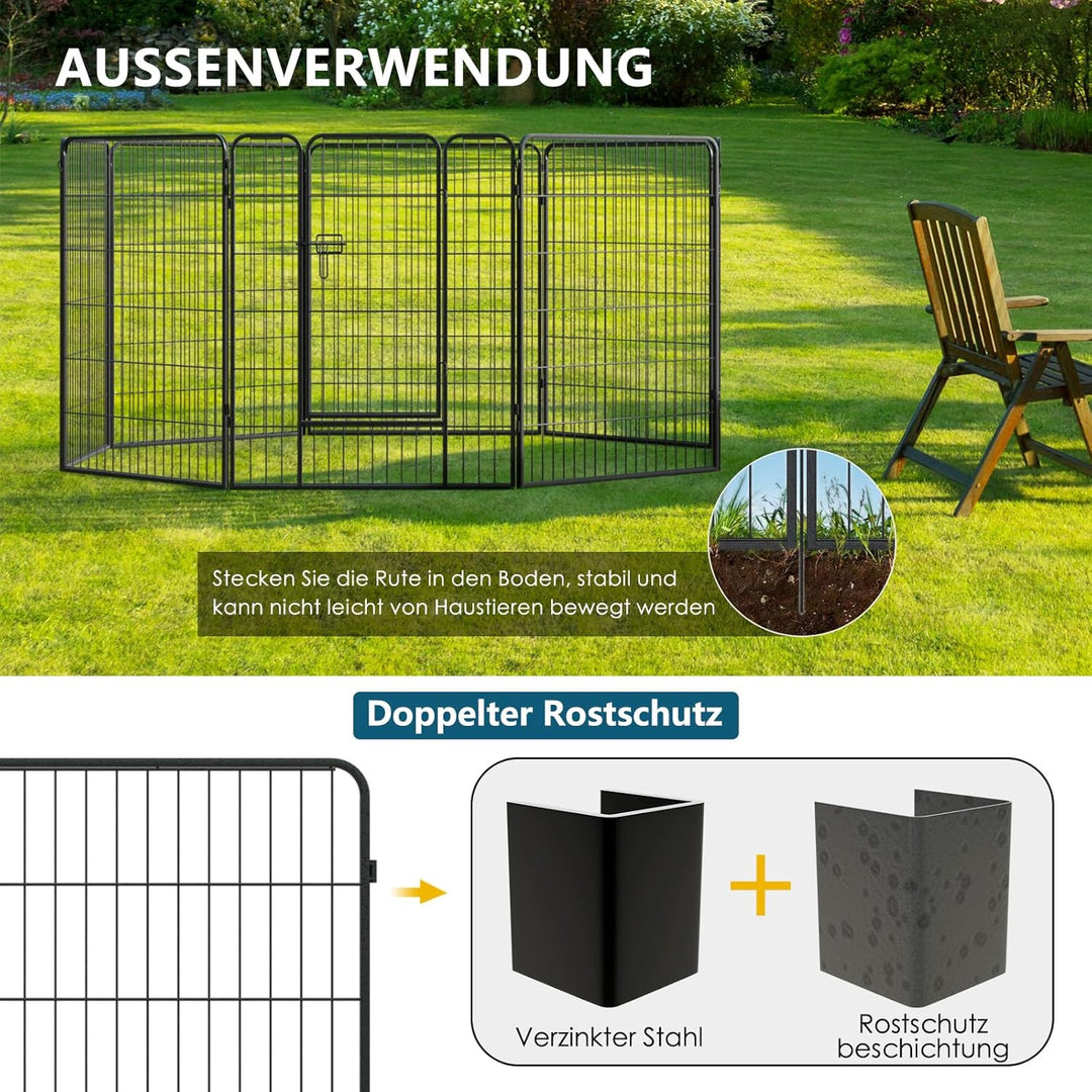 Qianruida Welpenauslauf 80cm Hoch Hundelaufstall Welpenlaufstall für Wohnung/Draussen Freilaufgehege